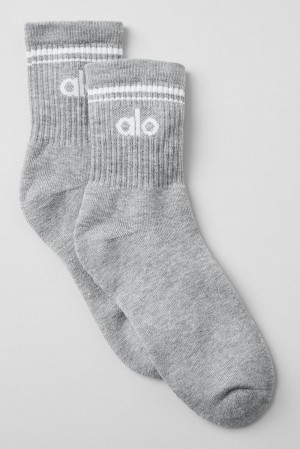 Calcetines Alo Yoga Unisex Half-Crew Throwback Hombre Gris Blancas | Chile 46128-NKXR