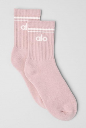 Calcetines Alo Yoga Unisex Half-Crew Throwback Hombre Rosas Blancas | Chile 73561-ZMEA