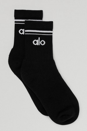 Calcetines Alo Yoga Unisex Half-Crew Throwback Hombre Negras Blancas | Chile 56784-NWIL