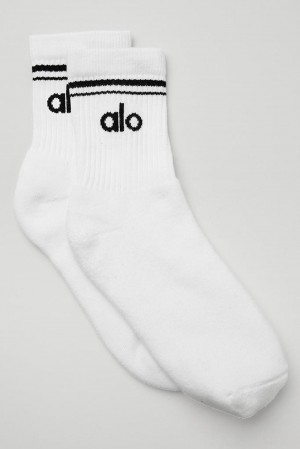 Calcetines Alo Yoga Unisex Half-Crew Throwback Hombre Blancas Negras | Chile 83125-CVSG