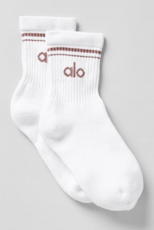 Calcetines Alo Yoga Unisex Half-Crew Throwback Hombre Blancas | Chile 18753-RQUL
