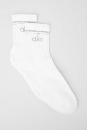Calcetines Alo Yoga Unisex Half-Crew Throwback Hombre Blancas Titanium | Chile 14358-GLJE