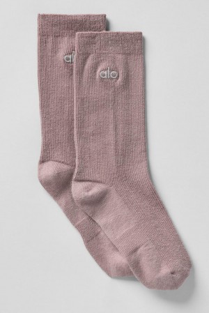 Calcetines Alo Yoga Unisex Half-Crew Understated Hombre Mushroom | Chile 41392-YMCX