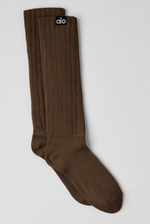 Calcetines Alo Yoga Unisex Scrunch Hombre Espresso | Chile 65479-VDPY