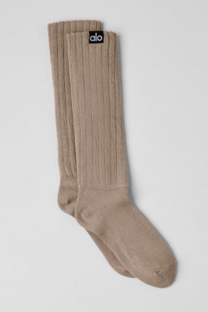Calcetines Alo Yoga Unisex Scrunch Hombre Gravel | Chile 45703-GIUM