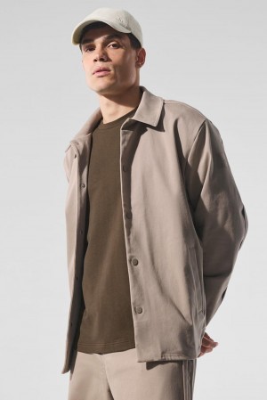 Chaquetas Alo Yoga Edition Sueded Hombre Gravel | Chile 96381-TWQX