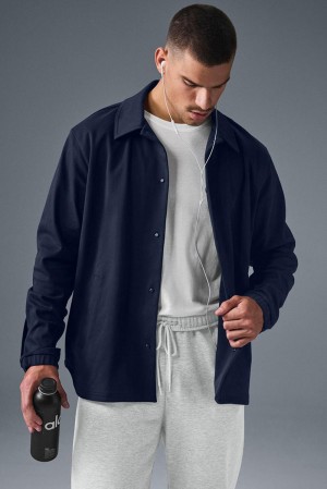 Chaquetas Alo Yoga Edition Sueded Hombre Azul Marino | Chile 27601-JWQN