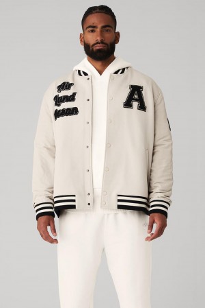 Chaquetas Alo Yoga G.O.A.T Hombre Bone | Chile 30715-MHRY