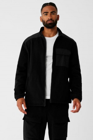 Chaquetas Alo Yoga Polar Fleece Ridge Full Zip Hombre Negras | Chile 56380-WRNM