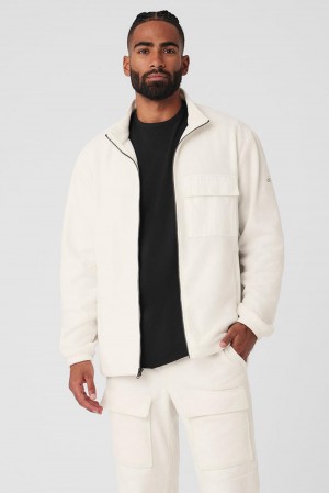 Chaquetas Alo Yoga Polar Fleece Ridge Full Zip Hombre Ivory | Chile 94813-UFAX