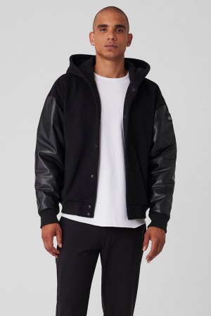 Chaquetas Alo Yoga Select Hooded Bomber Hombre Negras | Chile 29376-TCAO
