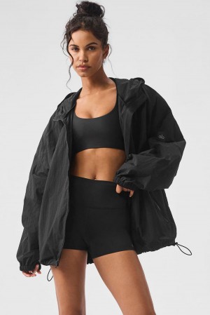 Chaquetas Alo Yoga Vantage Nylon Ripstop Track Mujer Negras | Chile 59327-YSXO