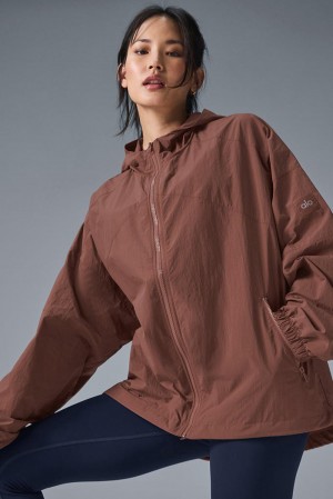 Chaquetas Alo Yoga Vantage Nylon Ripstop Track Mujer Chestnut | Chile 56094-XUPQ