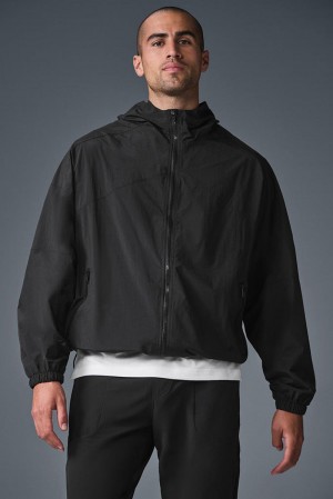 Chaquetas Alo Yoga Vantage Nylon Ripstop Track Hombre Negras | Chile 04136-GBPO