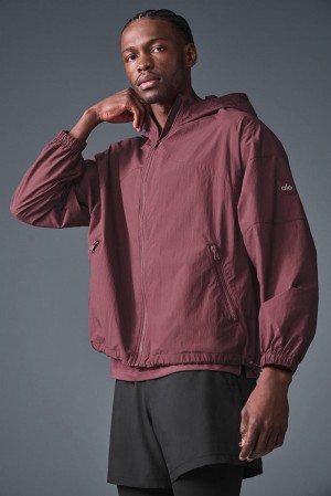 Chaquetas Alo Yoga Vantage Nylon Ripstop Track Hombre Burdeos | Chile 14628-UOAZ