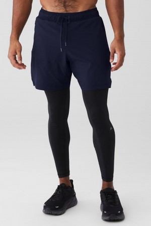 Pantalon Alo Yoga Stability 2 In 1 Hombre Azul Marino Negras | Chile 05921-GTFS