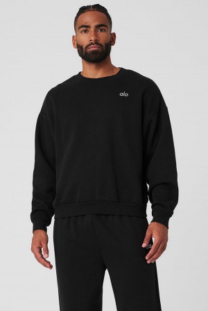 Pullover Alo Yoga Accolade Crew Neck Hombre Negras | Chile 30649-JSPT