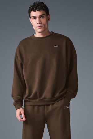 Pullover Alo Yoga Accolade Crew Neck Hombre Espresso | Chile 54732-MHCG