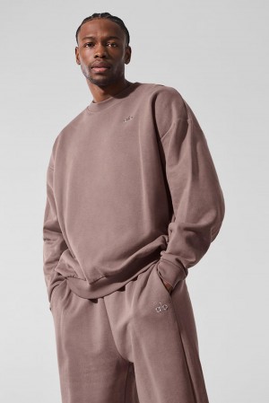 Pullover Alo Yoga Accolade Crew Neck Hombre Mushroom | Chile 53169-LHAB