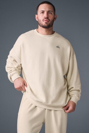 Pullover Alo Yoga Accolade Crew Neck Hombre Oat Milk | Chile 23057-HGFC
