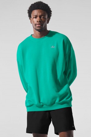 Pullover Alo Yoga Accolade Crew Neck Hombre Verde | Chile 17469-BHGM