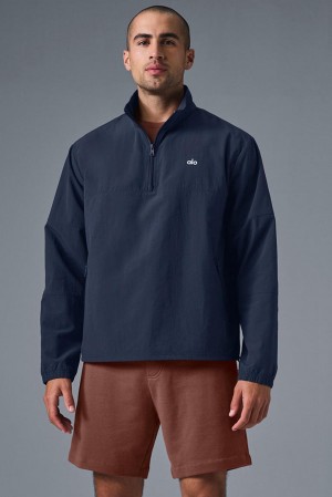 Pullover Alo Yoga Light Weight Takeaway Track Hombre Azul Marino | Chile 23514-HQFG
