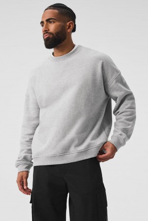 Pullover Alo Yoga Renown Heavy Weight Crew Neck Hombre Gris | Chile 95236-UEJL