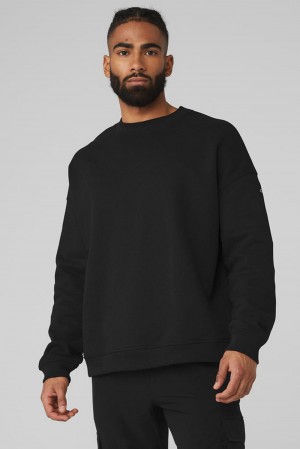 Pullover Alo Yoga Renown Heavy Weight Crew Neck Hombre Negras | Chile 64709-YBJN