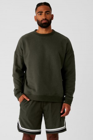 Pullover Alo Yoga Renown Heavy Weight Crew Neck Hombre Verde | Chile 40985-FVYU