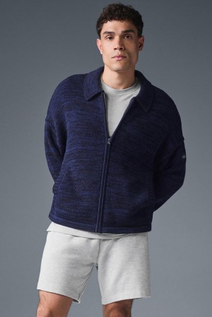 Truien Alo Yoga Heritage Full Zip Hombre Azul Marino | Chile 70582-YXZH