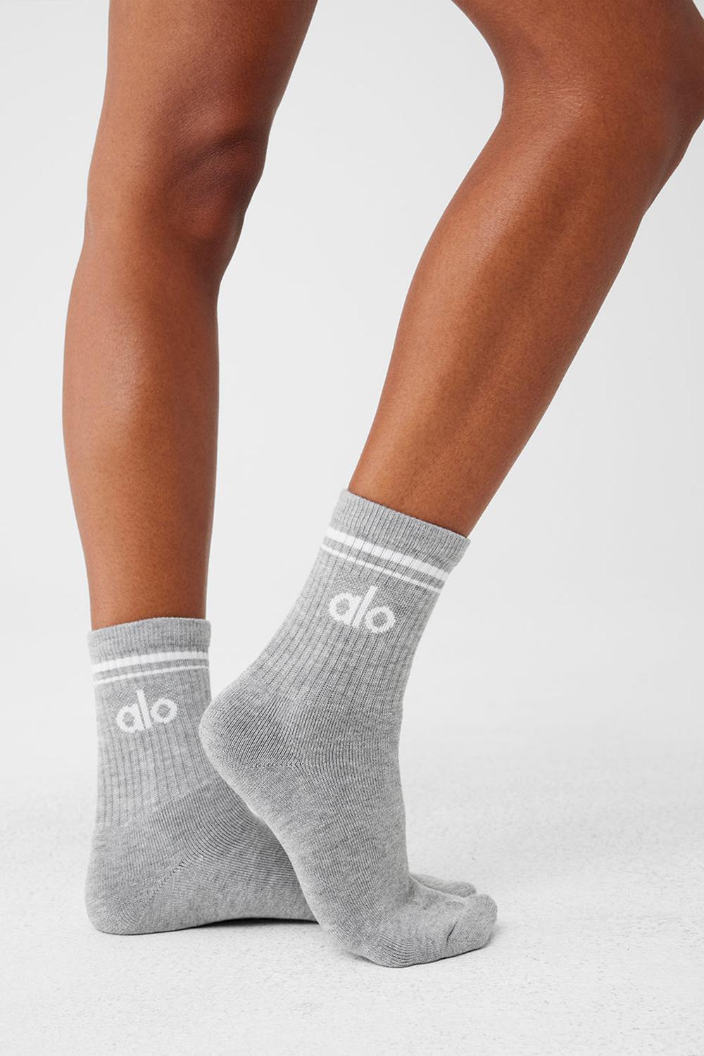 Calcetines Alo Yoga Unisex Half-Crew Throwback Hombre Gris Blancas | Chile  46128-NKXR
