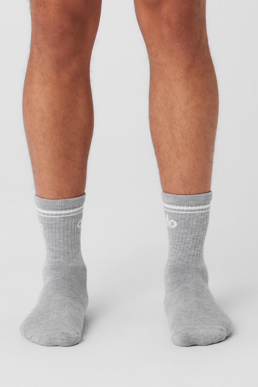 Calcetines Alo Yoga Unisex Half-Crew Throwback Hombre Gris Blancas | Chile  46128-NKXR