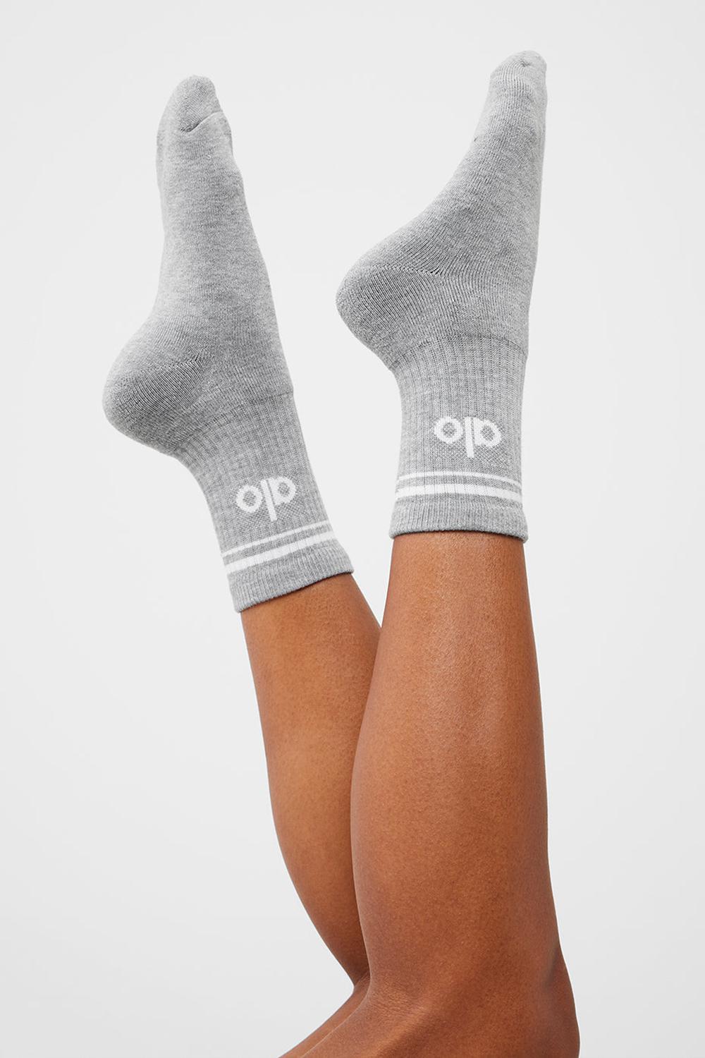 Calcetines Alo Yoga Unisex Half-Crew Throwback Hombre Gris Blancas | Chile  46128-NKXR