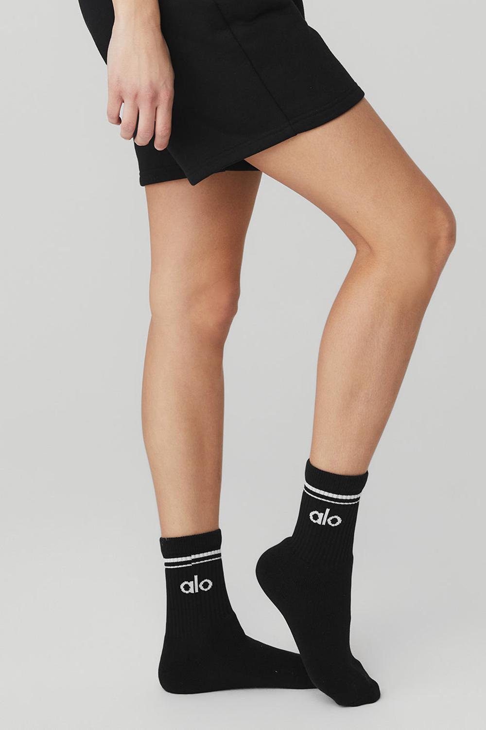 Calcetines Alo Yoga Unisex Half-Crew Throwback Hombre Negras Blancas | Chile  56784-NWIL