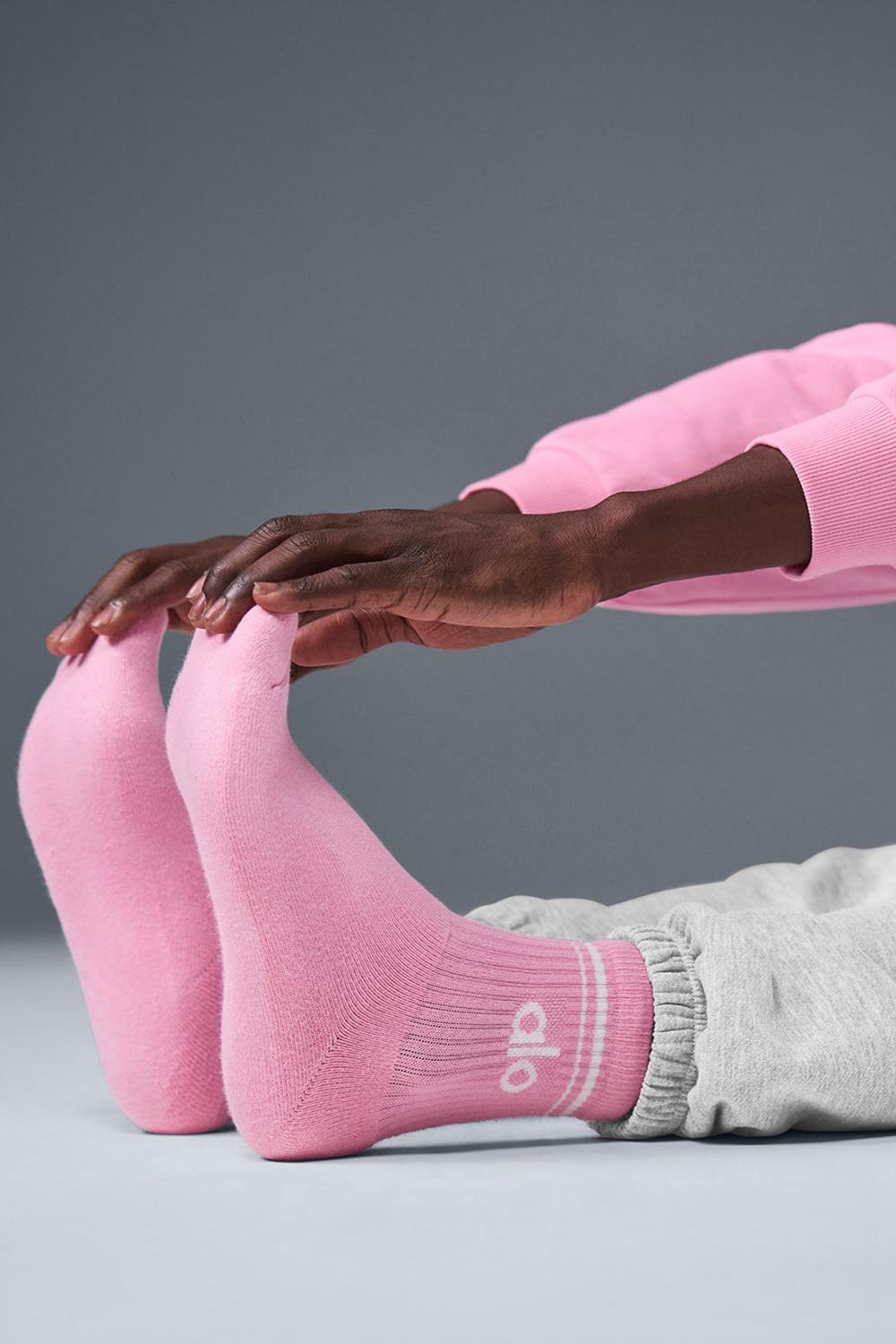 Calcetines Alo Yoga Unisex Half-Crew Throwback Hombre Rosas Blancas | Chile  68732-VXOR