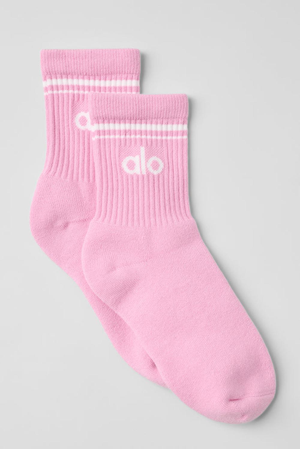 Calcetines Alo Yoga Unisex Half-Crew Throwback Hombre Rosas Blancas | Chile  68732-VXOR