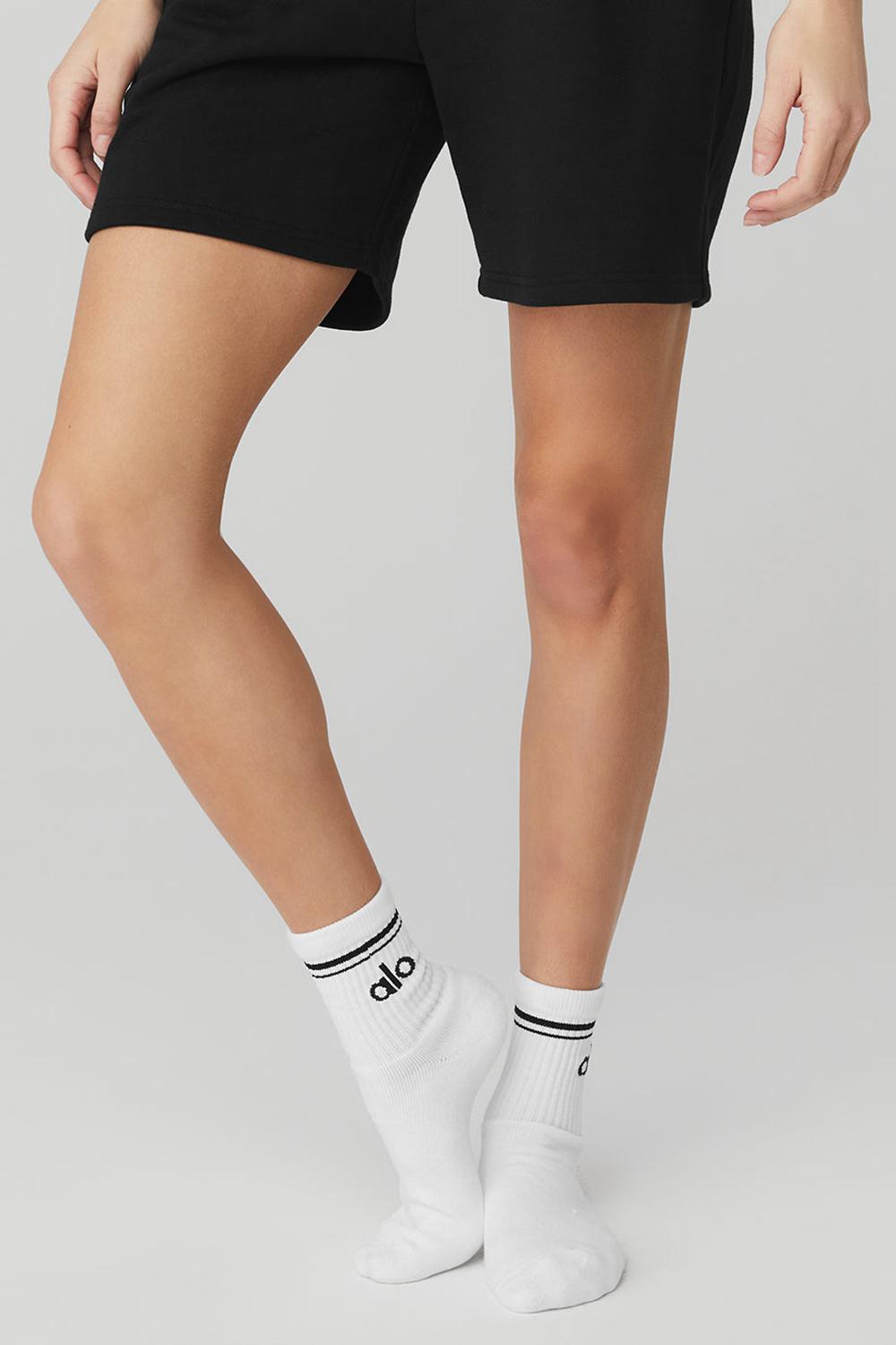 Calcetines Alo Yoga Unisex Half-Crew Throwback Hombre Blancas Negras | Chile  83125-CVSG
