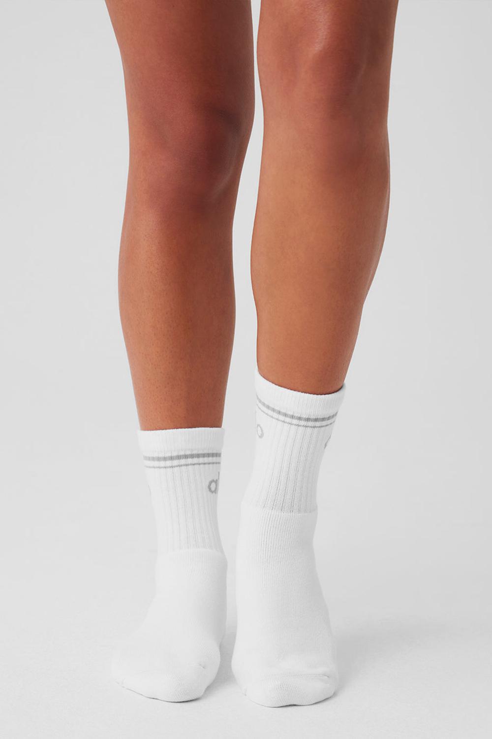Calcetines Alo Yoga Unisex Half-Crew Throwback Hombre Blancas Titanium | Chile  14358-GLJE
