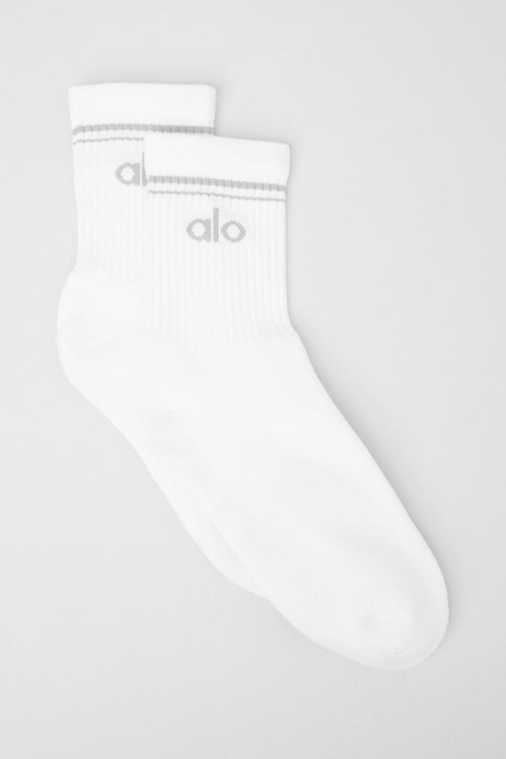 Calcetines Alo Yoga Unisex Half-Crew Throwback Hombre Blancas Titanium | Chile  14358-GLJE