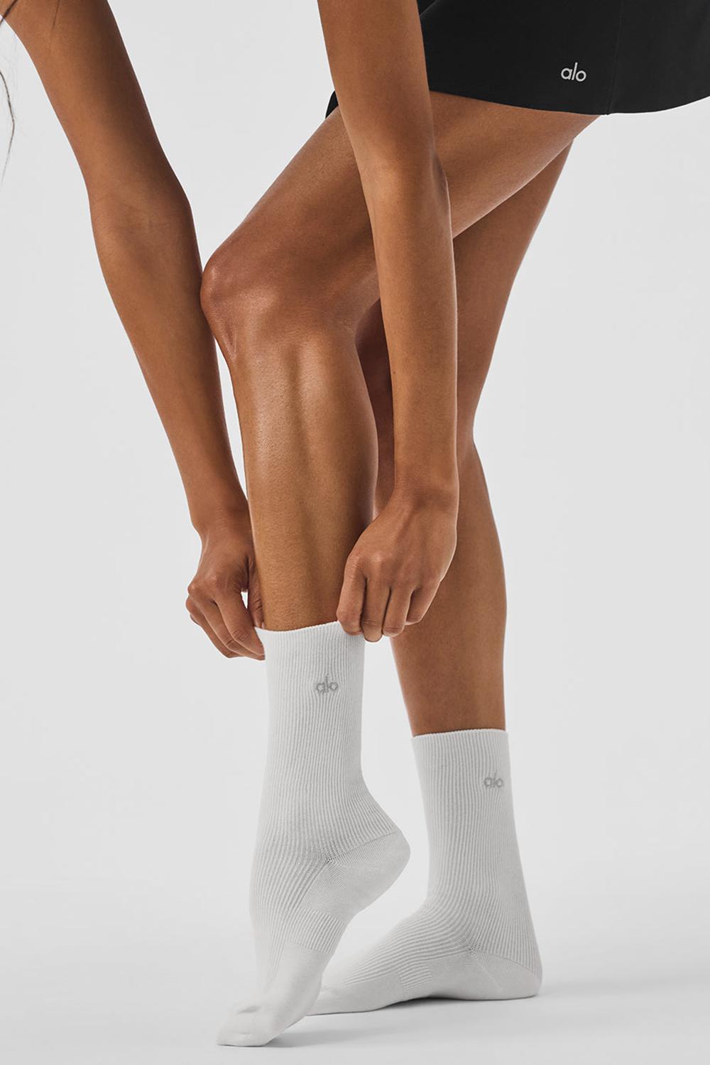 Calcetines Alo Yoga Unisex Half-Crew Understated Hombre Blancas | Chile  90217-LWCJ