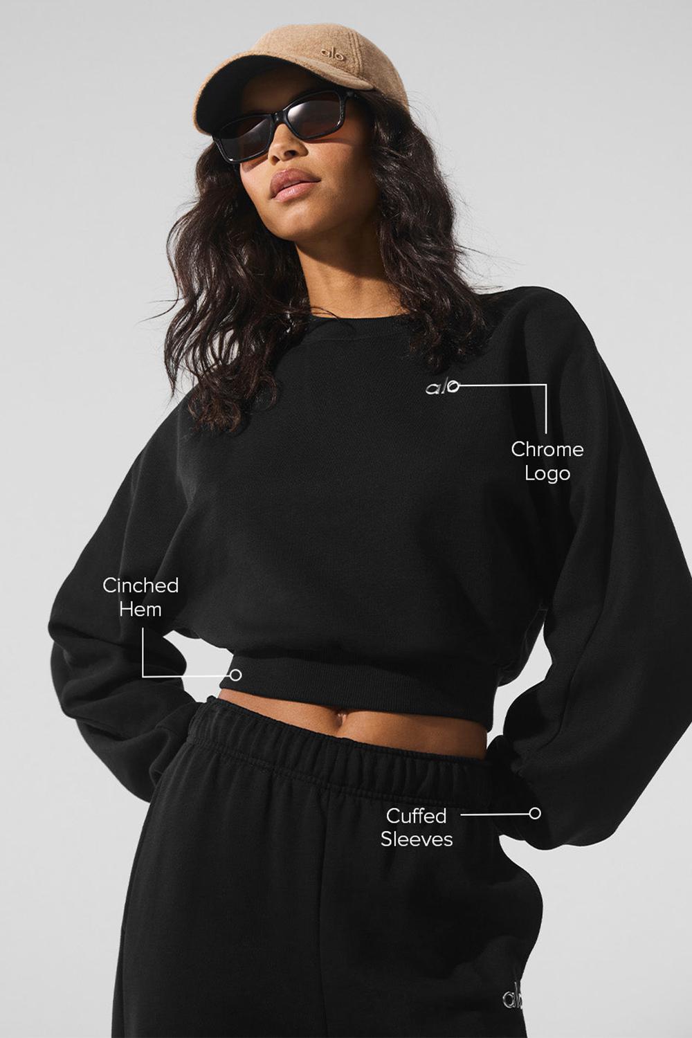 Camisa Recortada Alo Yoga Accolade Crewneck Mujer Negras | Chile  69471-CZJH