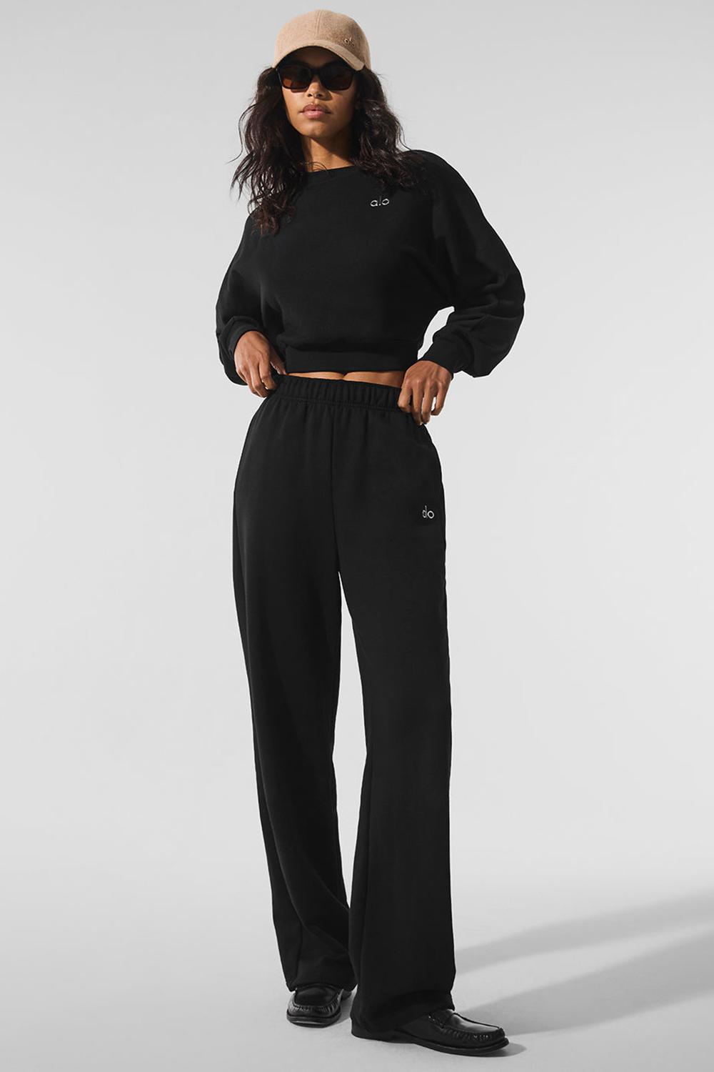 Camisa Recortada Alo Yoga Accolade Crewneck Mujer Negras | Chile  69471-CZJH