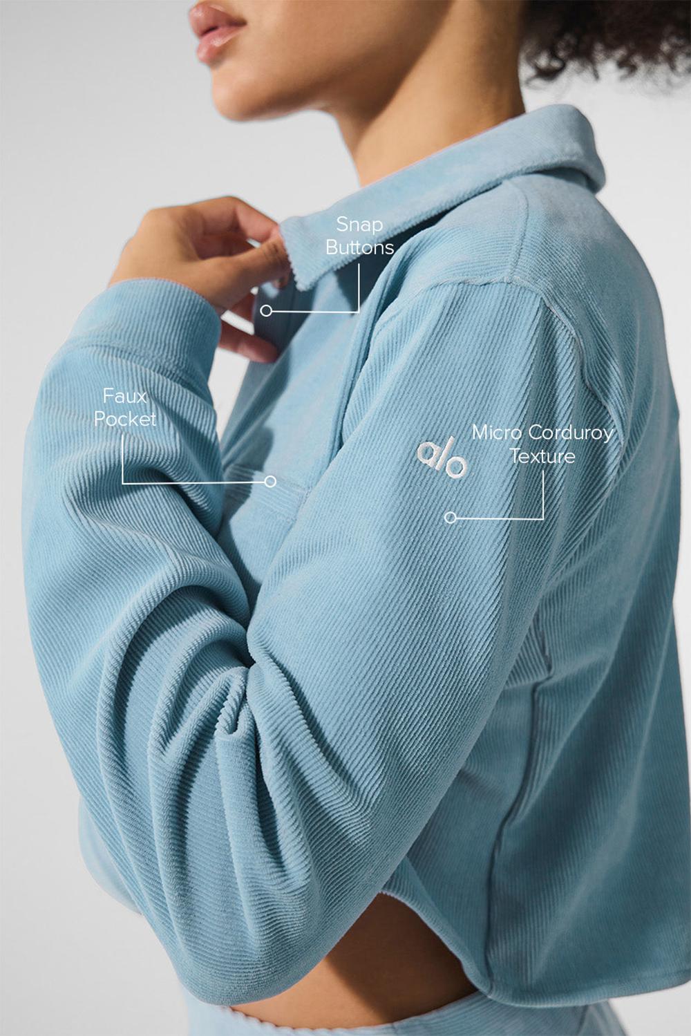 Camisa Recortada Alo Yoga Micro Corduroy Dreamer Button Down Mujer Azules | Chile  45098-DUIZ