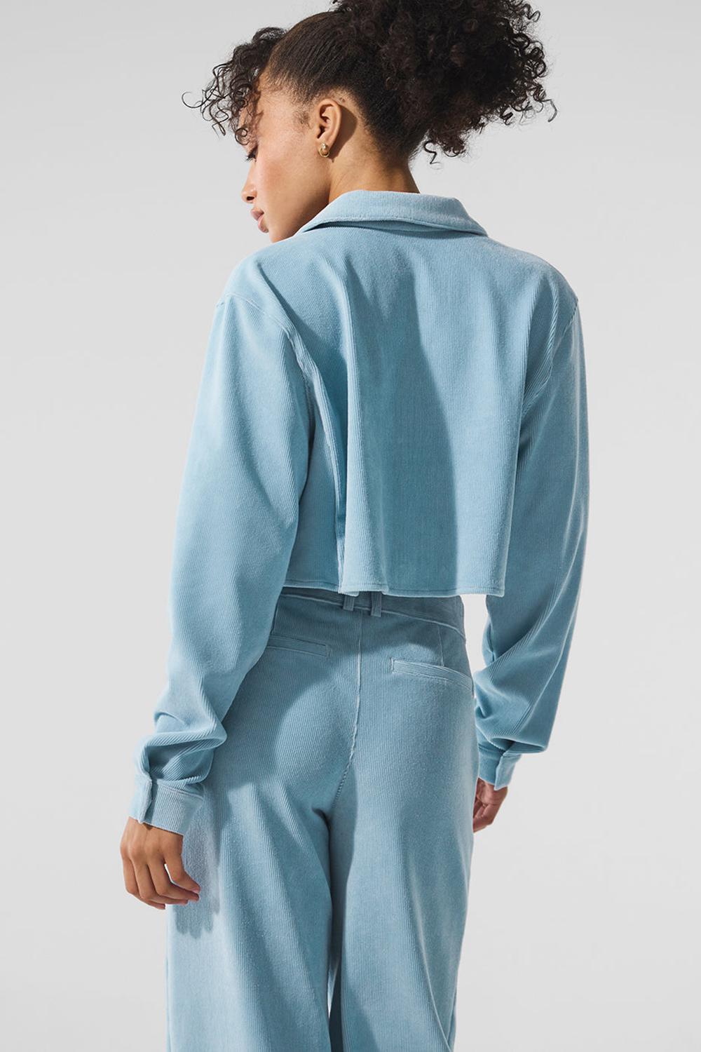 Camisa Recortada Alo Yoga Micro Corduroy Dreamer Button Down Mujer Azules | Chile  45098-DUIZ