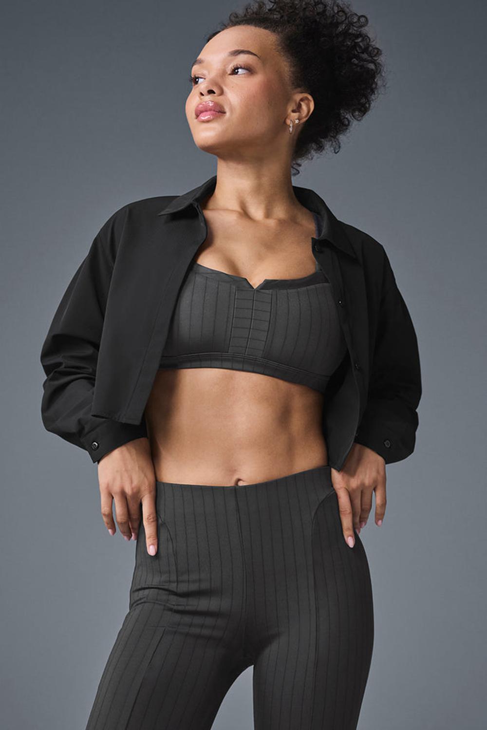 Camisa Recortada Alo Yoga Take Me Out Button Up Mujer Negras | Chile  29048-HXSF