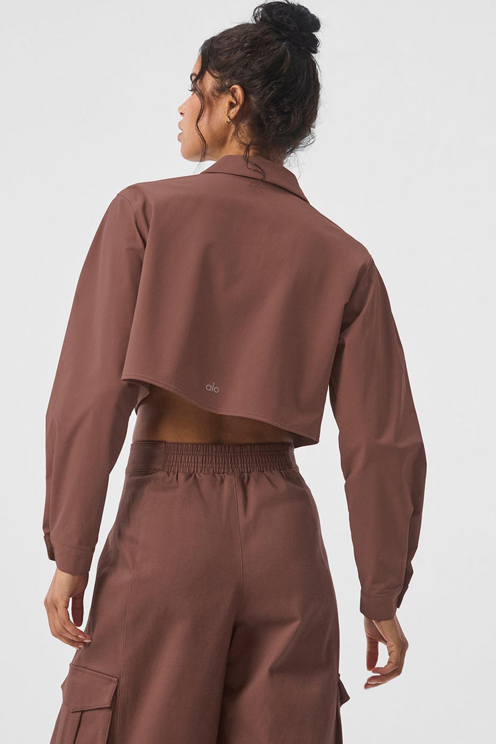 Camisa Recortada Alo Yoga Take Me Out Button Up Mujer Chestnut | Chile  09742-DJYR
