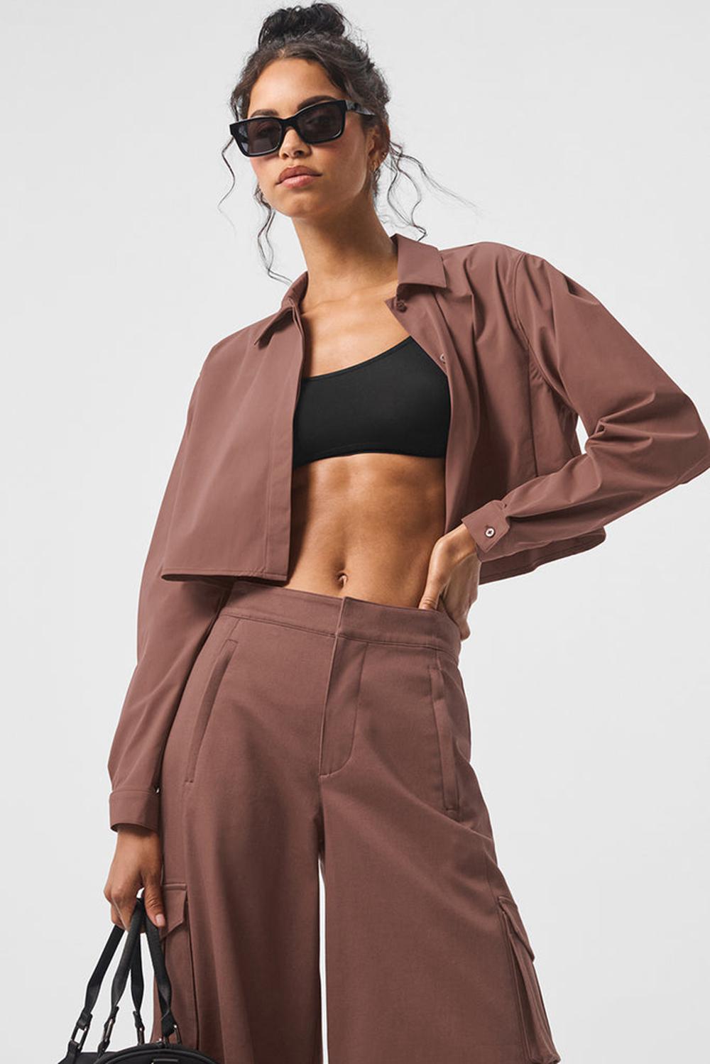 Camisa Recortada Alo Yoga Take Me Out Button Up Mujer Chestnut | Chile  09742-DJYR
