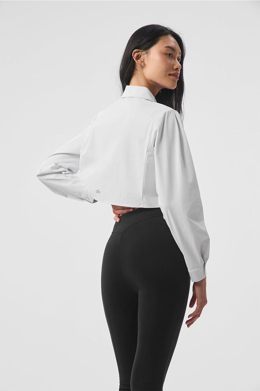 Camisa Recortada Alo Yoga Take Me Out Button Up Mujer Blancas | Chile  25097-FKUL