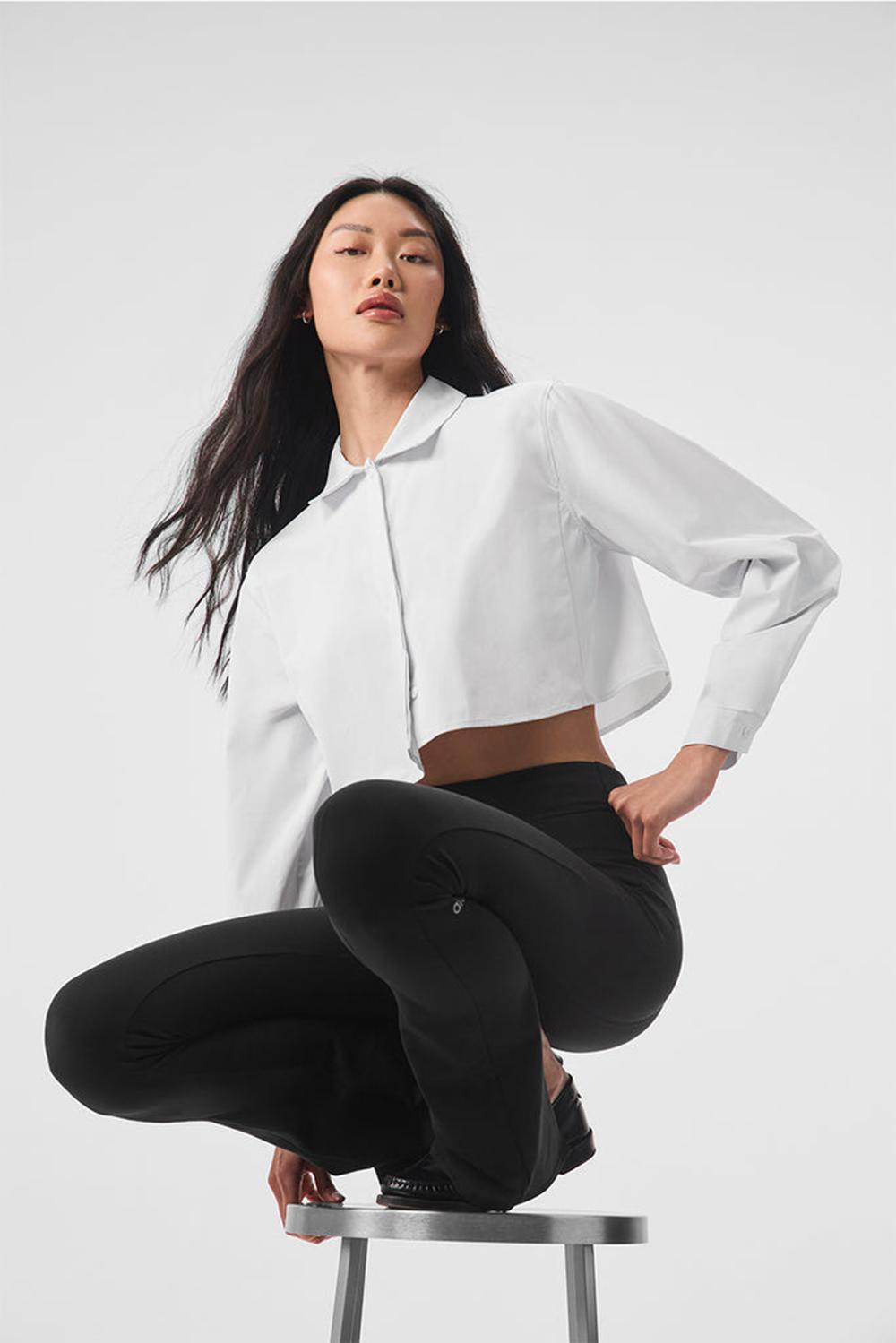 Camisa Recortada Alo Yoga Take Me Out Button Up Mujer Blancas | Chile  25097-FKUL