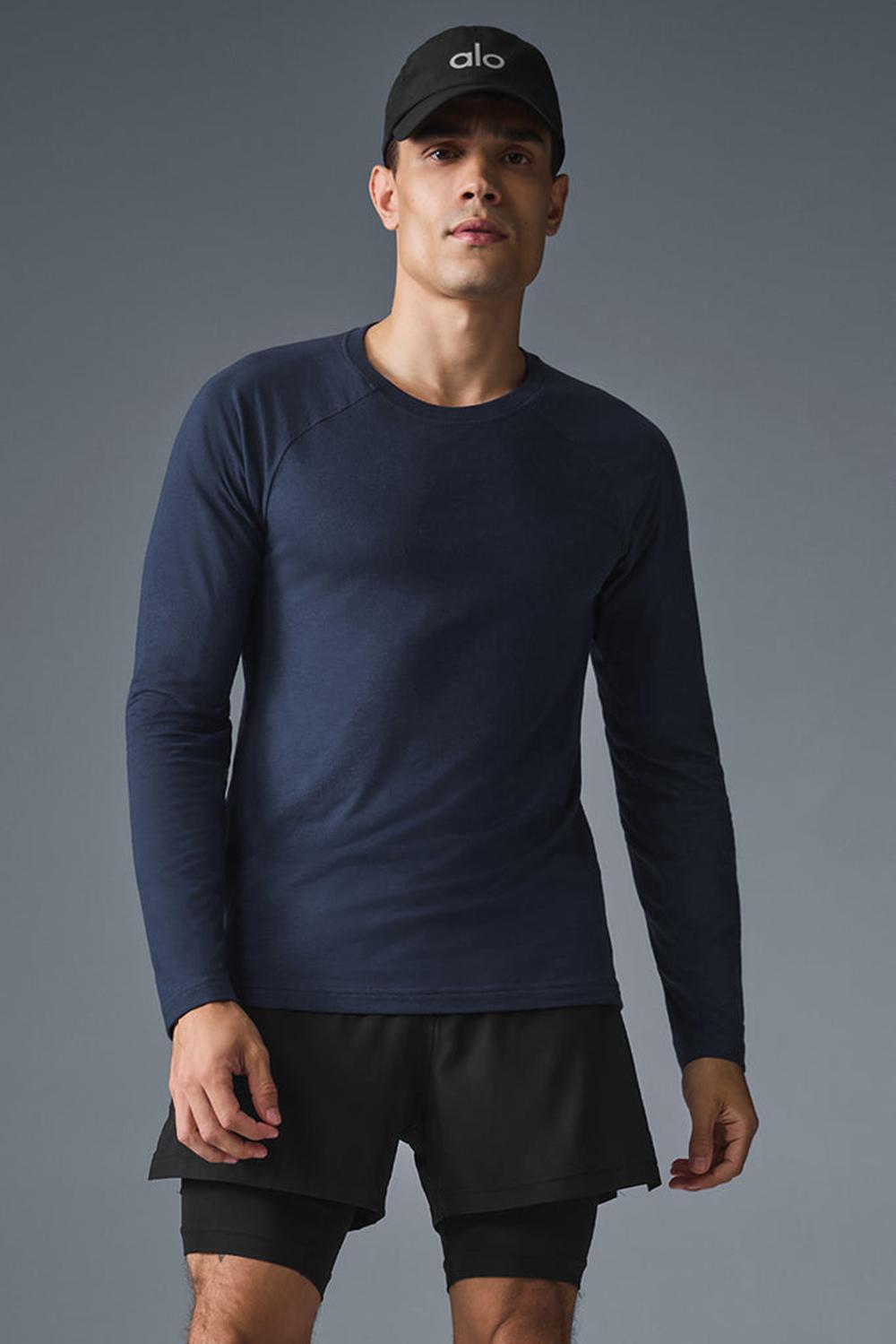 Camisetas Running Alo Yoga Triumph Long Sleeve Hombre Azul Marino | Chile  70964-ADVI